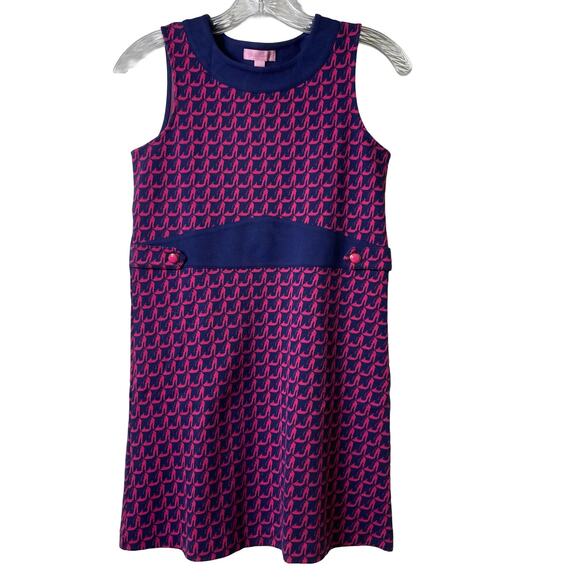 Lilly‎ Pulitzer Girl XL Heel Yeah Hi Heel Print  Pink Navy Sleeveless Dress 2465 - Picture 1 of 5